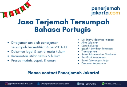 Jasa Terjemah Tersumpah Bahasa Portugis